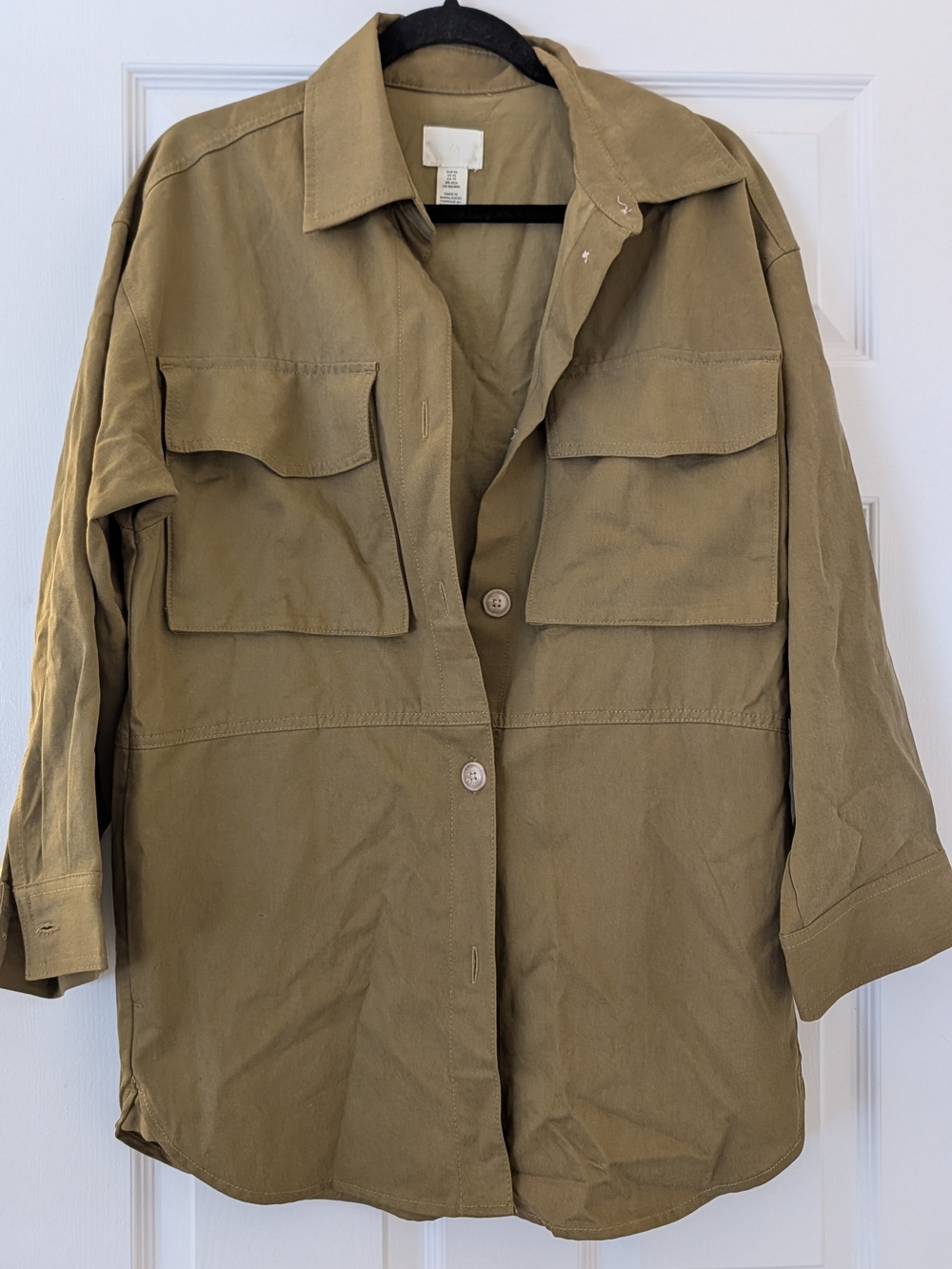 H&M Olive Green Utility Jacket with Flap Pockets